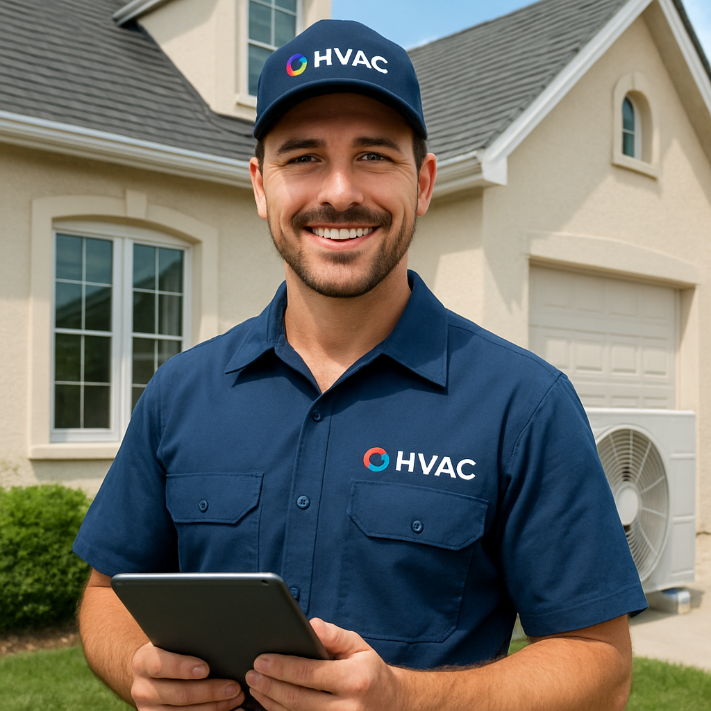 Technicien certifié Clim Expert 77 devant une maison
